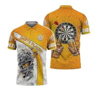 keepmore Drôle 3D Dart Imprimer Polo Homme Casual Revers Pull Tops Patte De Boutonnage Jeu de Fléchettes Tonnerre Éclair Graphique Golf Porter T-Shirt