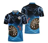 keepmore Drôle 3D Dart Imprimer Polo Homme Casual Revers Pull Tops Patte De Boutonnage Jeu de Fléchettes Tonnerre Éclair Graphique Golf Porter T-Shirt