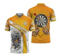 keepmore Drôle 3D Dart Imprimer Polo Homme Casual Revers Pull Tops Patte De Boutonnage Jeu de Fléchettes Tonnerre Éclair Graphique Golf Porter T-Shirt