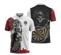 keepmore Drôle 3D Dart Imprimer Polo Homme Casual Revers Pull Tops Patte De Boutonnage Jeu de Fléchettes Tonnerre Éclair Graphique Golf Porter T-Shirt