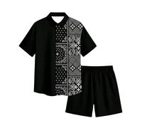 keepmore Ensemble hawaïen pour hommes en 2 pièces Chemise à manches courtes avec imprimé drôle Gorilla Flamant Palmier Tropical Short à cordon avec poche Tenue d'été pour plage et vacances