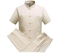 keepmore Hommes Costume Tang Traditionnel Chinois Vêtements Arts Martiaux Kung Fu Costume Hanfu Manche Longue/Manche Courte Chemise Manteau Tops et Pantalon