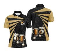 keepmore Snooker Billiards N°8 Ball Impression 3D Polo Shirt Yin Yang Feu Eau Crâne Graphique Manches Courtes Uniforme de Joueur de Billard Streetwear Tops
