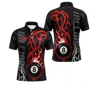 keepmore Snooker Billiards N°8 Ball Impression 3D Polo Shirt Yin Yang Feu Eau Crâne Graphique Manches Courtes Uniforme de Joueur de Billard Streetwear Tops
