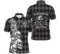 keepmore Snooker Billiards N°8 Ball Impression 3D Polo Shirt Yin Yang Feu Eau Crâne Graphique Manches Courtes Uniforme de Joueur de Billard Streetwear Tops