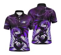 keepmore Snooker Billiards N°8 Ball Impression 3D Polo Shirt Yin Yang Feu Eau Crâne Graphique Manches Courtes Uniforme de Joueur de Billard Streetwear Tops