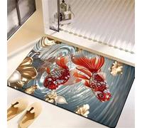 keepmore Tapis de Bain Super Absorbant à Impression 3D Lotus Poisson antidérapant à séchage Rapide Tapis de Salle de Bain Motif étang de Carpe chanceuse Tapis de Sol pour l'entrée de la Maison