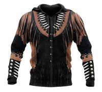 keepmore Tir à glissière pour Hommes Amérindien Indien 3D Sweats à Capuche décontracté à Manches Longues Zipper Cardigan Sweat-Shirts avec Poches