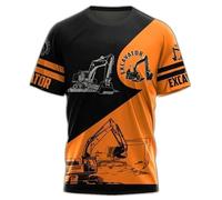 keepmore Vêtements imprimés en 3D pour Hommes Excavatrice Travailleur T-Shirt Chantier Pelleteuse Opérateur Graphique Manches Courtes Chemisier Tops Col Ras du Cou T-Shirts Mâle Pullover
