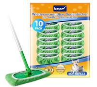 KEEPOW 10 Chiffons en Corail Réutilisables Compatibles avec Swiffer Balai, Ultra Absorbants Recharge pour Swiffer Lingettes Humides, Nettoyage Sec et Humide (Excluant Le Balai)