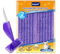 KEEPOW 2 Microfibre Lavable Recharge Lingettes pour Swiffer Wetjet 30x14cm, Lavette Réutilisable Lingettes Reutilisable pour Swiffer WetJet Balai, Frotter Sols Secs Humides, Violet