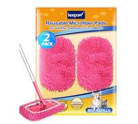 KEEPOW 2 Recharges Roses pour Swiffer Lingettes Humides - Lavables | Recharges en Microfibre pour Swiffer Sweeper Mop, Nettoyage Efficace, Lavables, Sec & Humide, avec Sac de Lavage