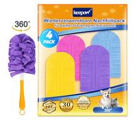KEEPOW 4 Pièces pour Swiffer Plumeau Poussière Recharges, Lavables et Réutilisables, Compatible avec Swiffer Duster
