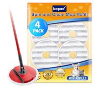 KEEPOW 4 Recharge pour Vileda Spin & Clean REINIGUNGSEIMER, Recharge Serpillère Microfibre pour Nettoyage Spin & Clean, Absorption Efficace et élimination des huiles