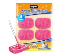 KEEPOW 4 Recharges Réutilisables pour Swiffer Balai, Lavables, Sec & Humide | Recharges en Microfibre pour Swiffer Lingettes Humides, Nettoyage Efficace, élimine Poussière & Saletés, avec Sac de Lavage