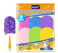 KEEPOW 6 Pièces Recharges Améliorées pour Swiffer Plumeau Poussière, Microfibre Super Absorbante Compatible avec Swiffer Duster Attrap, Lavable 100+ Fois
