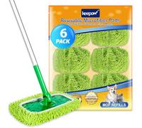 KEEPOW 6 Recharges Chenille pour Swiffer Balai - Lavables, Microfibre | Chiffons en Chenille pour Swiffer Lingettes Humides, 5× pouvoir nettoyant, pour Swiffer Wet, Sec & Humide, avec Sac à Linge
