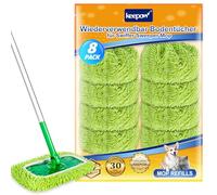 KEEPOW 8 Chiffons en Chenille Réutilisables Compatibles avec Swiffer Balai, Super Nettoyage pour Swiffer Lingettes Humides, Nettoyage Efficace, Utilisable à Sec Et à L’Humide (1 Sac à Linge)