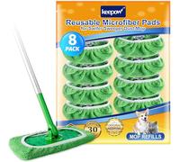 KEEPOW 8 Chiffons en Corail Réutilisables Compatibles avec Swiffer Balai, Ultra Absorbants Recharge pour Swiffer Lingettes Humides, Nettoyage Sec et Humide (Excluant Le Balai)