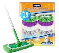 KEEPOW Lingettes Microfibres Compatibles avec Swiffer Balai, Ultra Absorbants Recharge pour Swiffer Wet, Couleurs Mélangées pour Swiffer Lingettes Humides +1 Sac à Linge (Excluant le Balai)