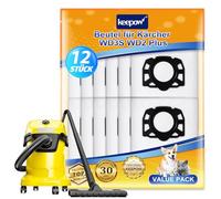 KEEPOW Lot de 12 sacs d'aspirateur en non-tissé pour aspirateur Kärcher WD3 S, KWD 2, KWD 1, KWD 3, SE4001, SE4002, MV 3, sacs d'aspirateur pour aspirateurs secs et humides Kärcher WD 2 Plus, WD 3, WD