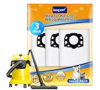 KEEPOW Lot de 3 sacs d'aspirateur pour Kärcher KFI 357 - 3 plis - Extrêmement résistants à la déchirure et robustes - Conçus sur mesure pour aspirateurs Kärcher Wet & Dry et Carper Cleaners