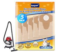 KEEPOW Lot de 5 sacs collecteurs de poussière de 20L pour aspirateur Einhell TC-VC 1820 1820S 1930S, TE-VC 2230 aspirateur eau et poussière, sacs d'aspirateur