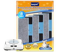 KEEPOW Lot de 6 Lingettes Serpillières pour Irobot Braava Jet M6134, Chiffons de Nettoyage Lavables pour Braava Jet M6, M6 Lingette en Microfibre Accessoires Réutilisables