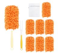 KEEPOW Lot de 8 plumeaux lavables pour Swiffer Aimant à poussière - Lingettes réutilisables pour Swiffer Duster, recharge à 360° pour poils d'animaux, poussière et saleté (comprend 1 poignée et sac à