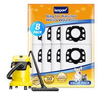 KEEPOW Lot de 8 sacs d'aspirateur en polaire KFI 357 pour aspirateur Karcher WD3 S, KWD 1, KWD 2, KWD 3, MV 3, SE4001, SE4002, sacs d'aspirateur pour batterie Kärcher WD 2 Plus, WD 3, WD 3