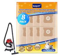 KEEPOW Lot de 8 sacs d'aspirateur pour Einhell TC-VC 1812S 18/15, TE-VC 18/10, INOX 1250S, sacs d'aspirateur pour aspirateur sec et humide Einhell, 12 l