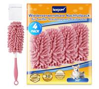 KEEPOW Microfibre Refill pour Swiffer Plumeau Poussiere Lavable, Super Absorbant, Lavable pour Swiffer Duster Recharge, 1 Sac à linge inclus, Capture Efficacement la Poussière et les Cheveux, 4 Pièces