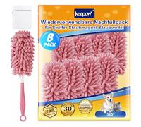 KEEPOW Recharge pour Swiffer Duster, Microfibre Super Absorbante, Lavable Duster Refill pour Swiffer Plumeau Poussière, 1 Sac à linge inclus, Capture Efficacement la Poussière et les Cheveux, 8 Pièces