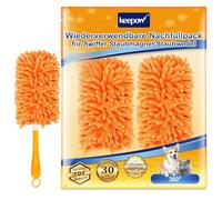 KEEPOW Recharge pour Swiffer Duster, Nettoyage Efficace, Réutilisables pour Swiffer Plumeau Poussiere, Microfibre Super Absorbante, Recharge Plumeau pour Poils d'animaux, Poussière, Saleté, 2 Pièces