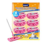 KEEPOW Swiffer Lot de 6 chiffons réutilisables en microfibre lavables pour sols Swiffer pour le nettoyage des sols en bois dur, 25,4 x 11,5 cm, avec sac à linge, rose