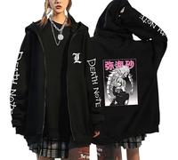 KeepRock Death Note Anime Sweat à Capuche à Fermeture éclair Unisexe Décontracté L·Lawliet Imprimé Sweat zippé Y2k Veste