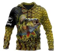 KeepRock Hommes Brochet Pêche Pull à Capuche Veste Vintage forêt 3D imprimé à Manches Longues Sweat à Capuche