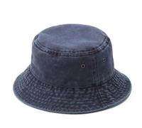 KeepSa Femme Bob Chapeau Coton Ete Chapeau de Pêcheur Seau en lavé Couleur Unie Respirant Chapeau de Soleil d'alpinisme Pliable Loisirs Voyager,Bleu Marine,56-58CM