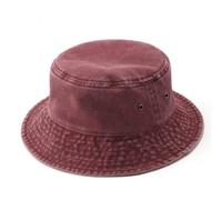 KeepSa Femme Bob Chapeau Coton Ete Chapeau de Pêcheur Seau en lavé Couleur Unie Respirant Chapeau de Soleil d'alpinisme Pliable Loisirs Voyager,Bourgogne,56-58CM