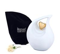 KEEPSAKE COMPANY Ensemble d'urne en Forme de Larme, 10 Pouces, avec des Motifs d'insertion de cœur pour la liste des Parents (Blanc Mat avec cœur doré), cœur doré Blanc Mat