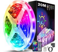Keepsmile Bandes lumineuses LED RGB de 20 m avec application Bluetooth, télécommande et contrôle par minuterie, bandes lumineuses LED à intensité variable pour la chambre, la fête, la décoration