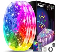 Keepsmile Ruban Led 30m (15mx2), Led Chambre Bluetooth, Bande Led Contrôlé par Télécommande APP, Guirlande Lumineuse Décoration Chambre Led Bureau