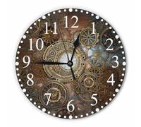 KEEPSUPER Rusty Steampunk Horloge murale 25,4 cm Horloge à piles et différents types d'engrenages Horloge silencieuse sans tic-tac Horloge moderne décorative pour la maison, la cuisine, le salon, la