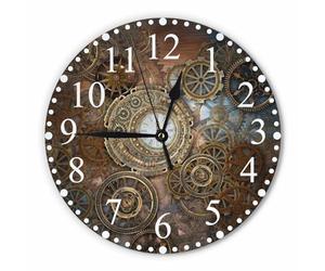 KEEPSUPER Rusty Steampunk Horloge murale 25,4 cm Horloge à piles et différents types d'engrenages Horloge silencieuse sans tic-tac Horloge moderne décorative pour la maison, la cuisine, le salon, la