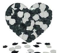 keepsweat Lot de 1 200 pétales de rose artificiels en soie pour fille - Noir crème et blanc