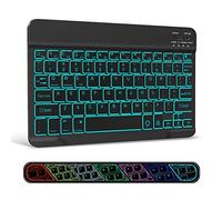 KEEPXYZ - Teclado Bluetooth inalámbrico ultrafino - 7 Colores retroiluminados Universal teclado recargable Compatible Con iPad Pro/iPad Air/iPad 9.7/iPad 10.2/iPad Mini y otros dispositivos iOS Andro