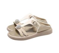 KEERADS Sandales d'été pour femme - Épais - Eau plate - Doux - Un mot - Cool Drag, Blanc., 38 EU