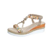 KEERADS Sandales et claquettes pour femme - Bout ouvert - Talon haut - Plateforme romaine - Plateforme de plage - Confortables, or, 37 EU