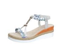 KEERADS Sandales et claquettes pour femme - Bout ouvert - Talon haut - Plateforme romaine - Plateforme de plage - Confortables, argenté, 40 EU
