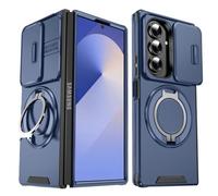 Keero Coque pour Samsung Galaxy Z Fold 7 5G,avec Support Annulaire à 360°Charge Magnétique L’Objectif est Entièrement Protégé Antichoc Anti-Poussière Etui Housse Cover -Bleu